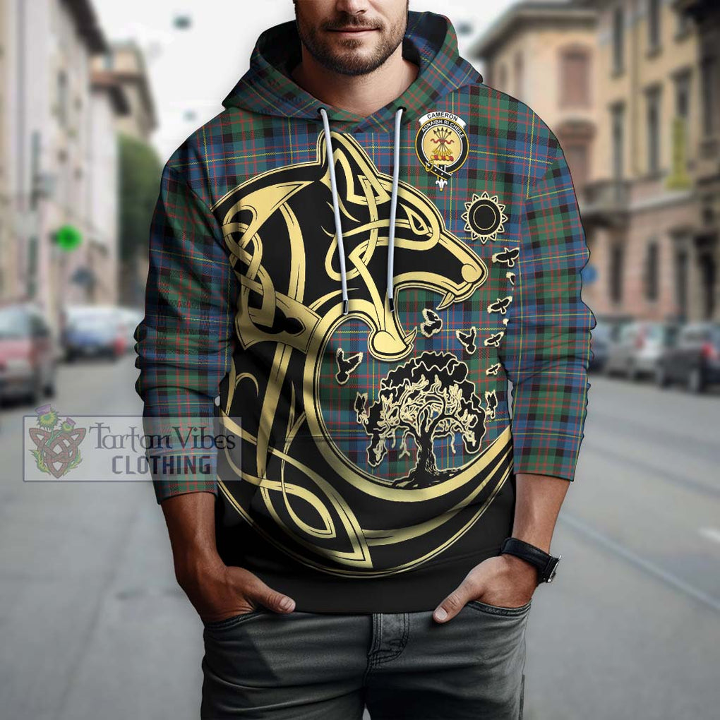 Cameron of Erracht Ancient Tartan Hoodie with Family Crest Celtic Wolf Style Zip Hoodie - Tartan Vibes Clothing