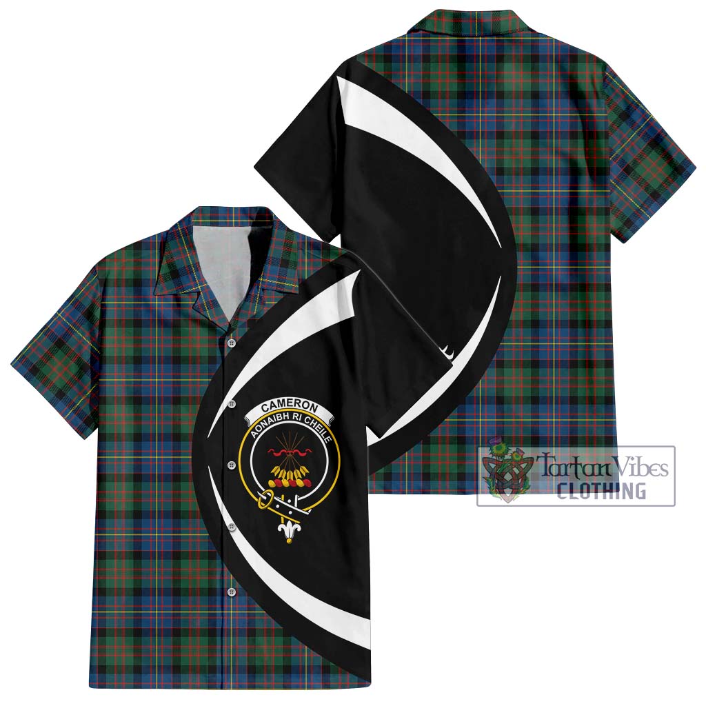 Cameron of Erracht Ancient Tartan Short Sleeve Button Up with Family Crest Circle Style Kid - Tartan Vibes Clothing