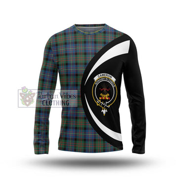 Cameron of Erracht Ancient Tartan Long Sleeve T-Shirt with Family Crest Circle Style