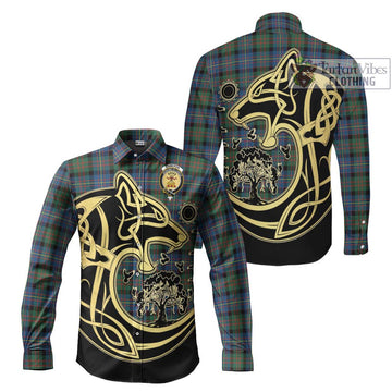 Cameron of Erracht Ancient Tartan Long Sleeve Button Shirt with Family Crest Celtic Wolf Style