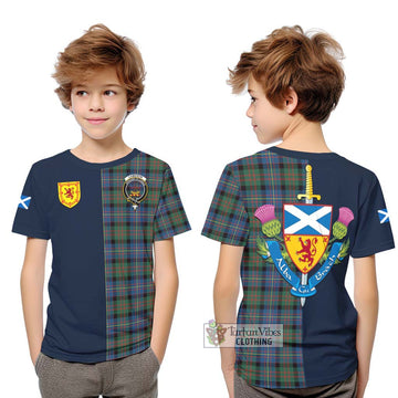 Cameron of Erracht Ancient Tartan Kid T-Shirt Alba with Scottish Lion Royal Arm Half Style