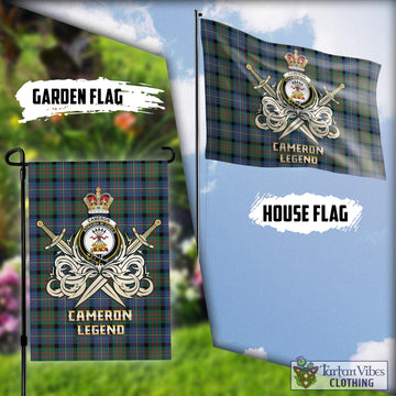 Cameron of Erracht Ancient Tartan Flag with Clan Crest and the Golden Sword of Courageous Legacy