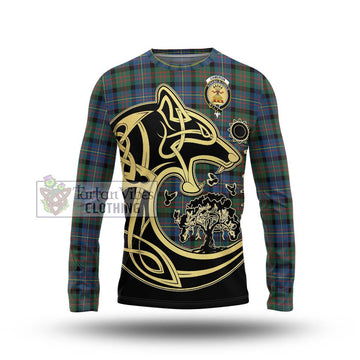 Cameron of Erracht Ancient Tartan Long Sleeve T-Shirt with Family Crest Celtic Wolf Style