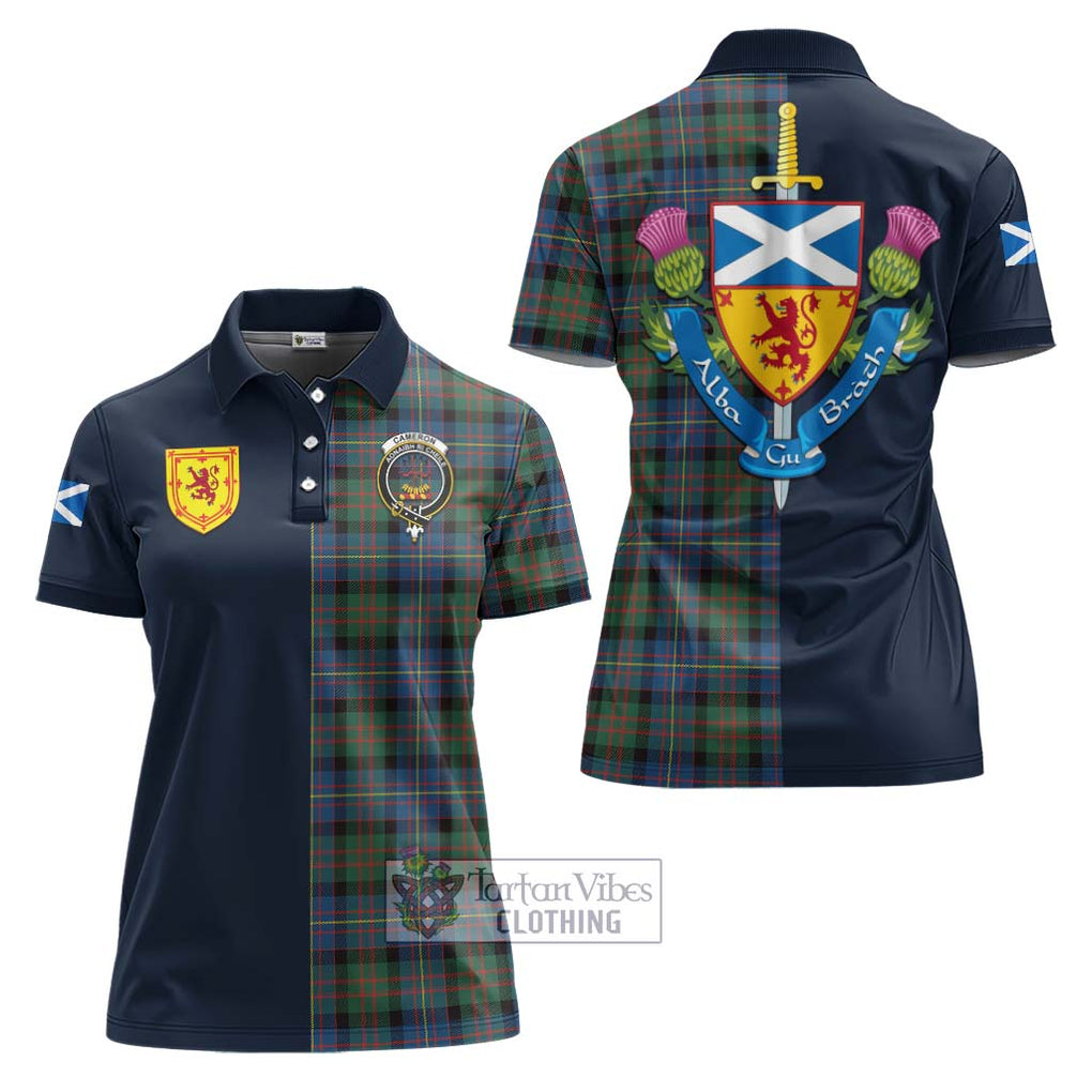 Tartan Vibes Clothing Cameron of Erracht Ancient Tartan Women's Polo Shirt with Scottish Lion Royal Arm Half Style