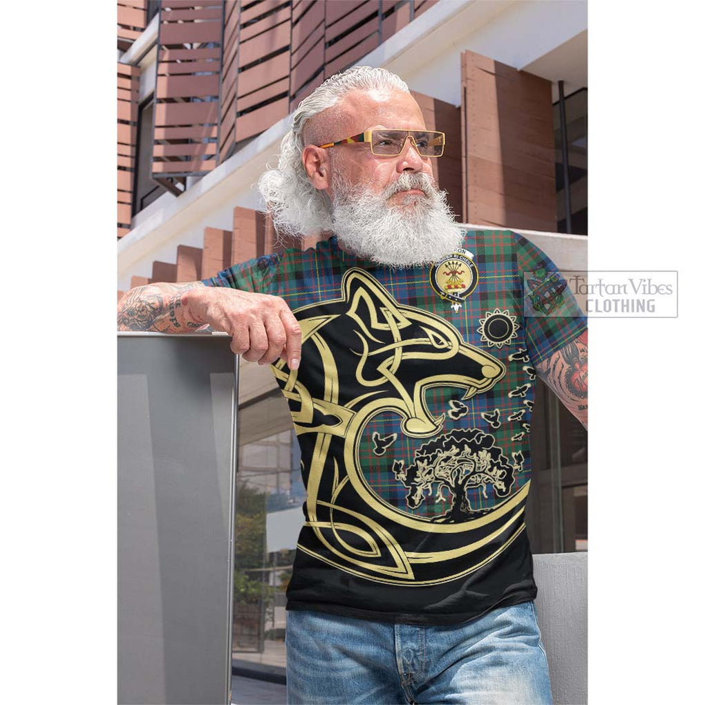 Tartan Vibes Clothing Cameron of Erracht Ancient Tartan Cotton T-shirt with Family Crest Celtic Wolf Style