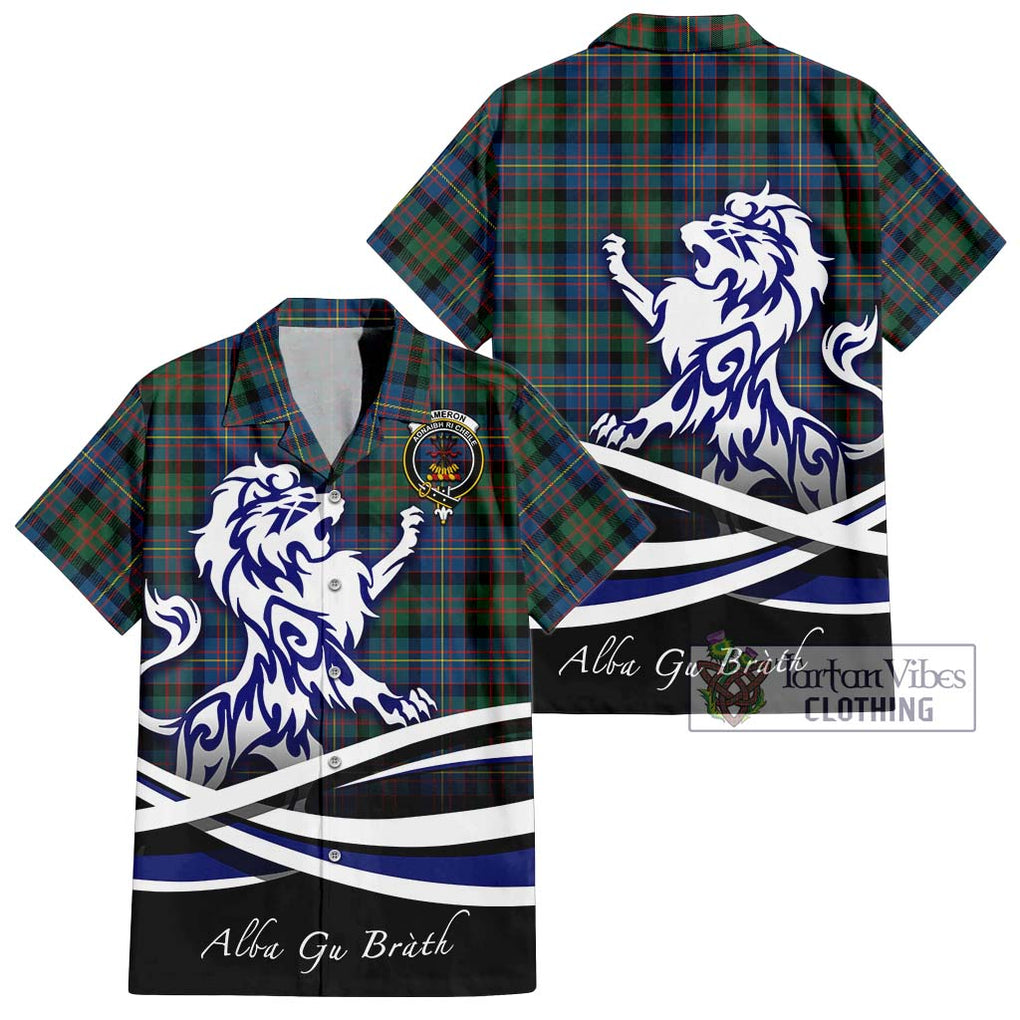 Cameron of Erracht Ancient Tartan Short Sleeve Button Shirt with Alba Gu Brath Regal Lion Emblem Kid - Tartanvibesclothing Shop