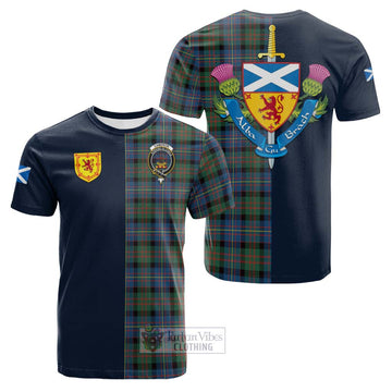 Cameron of Erracht Ancient Tartan Cotton T-shirt with Scottish Lion Royal Arm Half Style