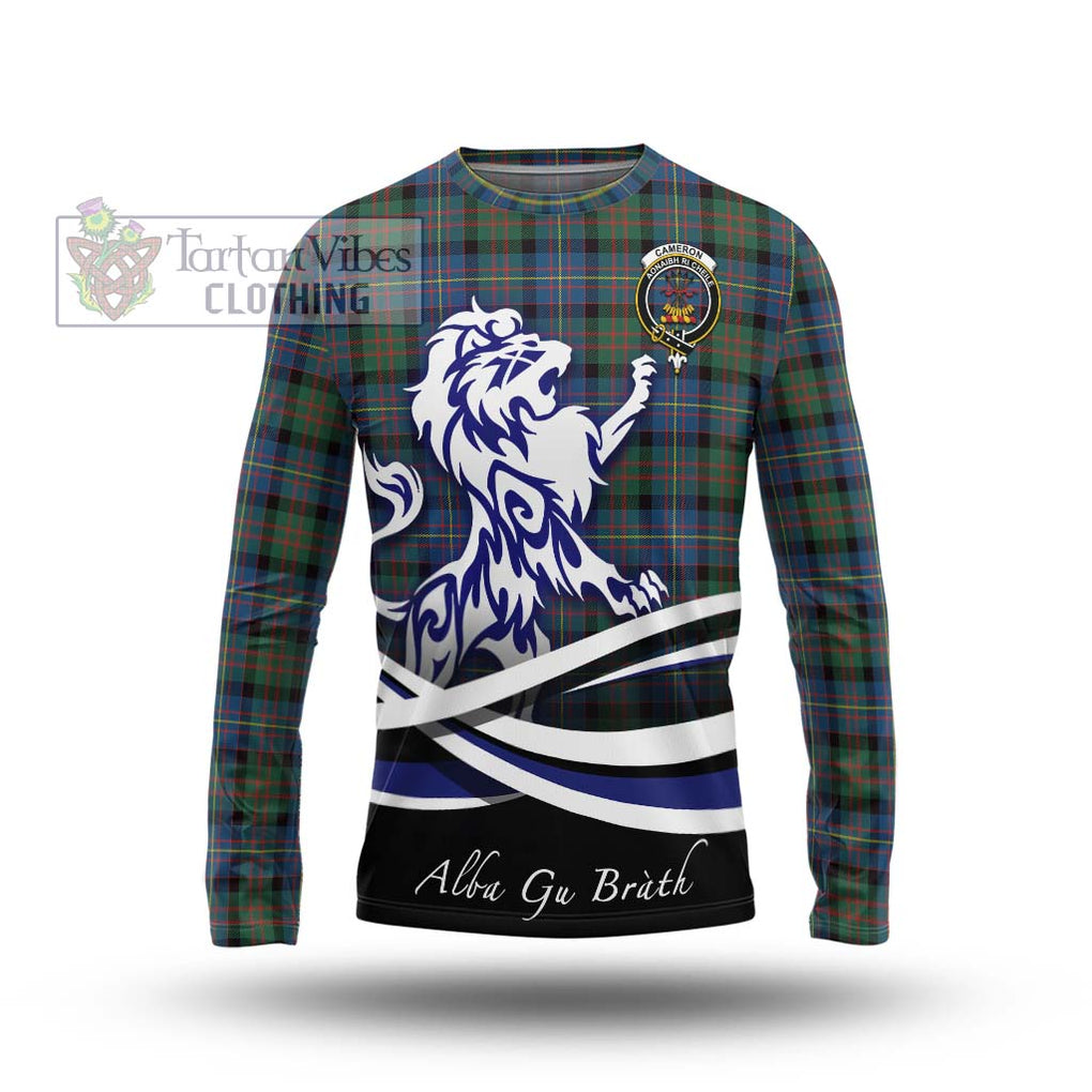 Cameron of Erracht Ancient Tartan Long Sleeve T-Shirt with Alba Gu Brath Regal Lion Emblem Unisex - Tartanvibesclothing Shop