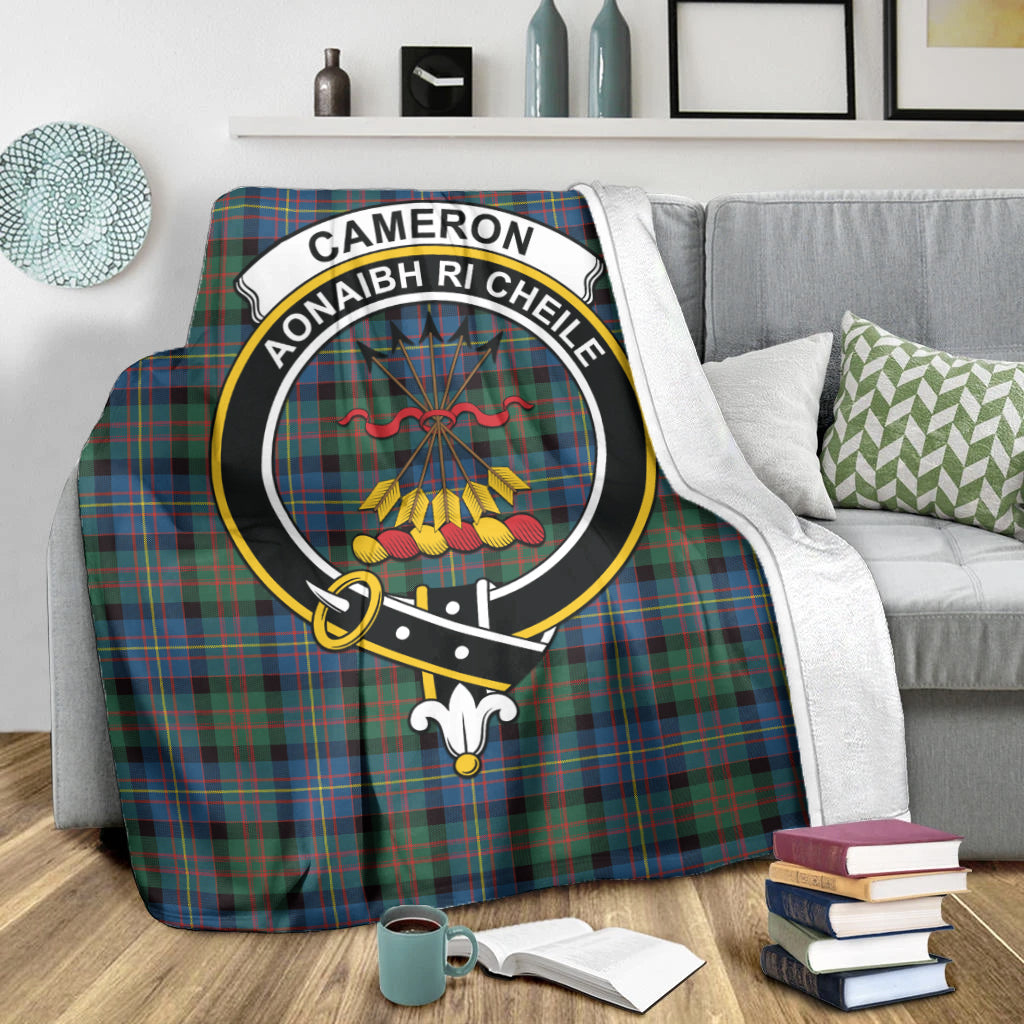 Cameron of Erracht Ancient Tartan Blanket with Family Crest X-Large 59 x 79 inches 150 x 200 cm - Tartan Vibes Clothing