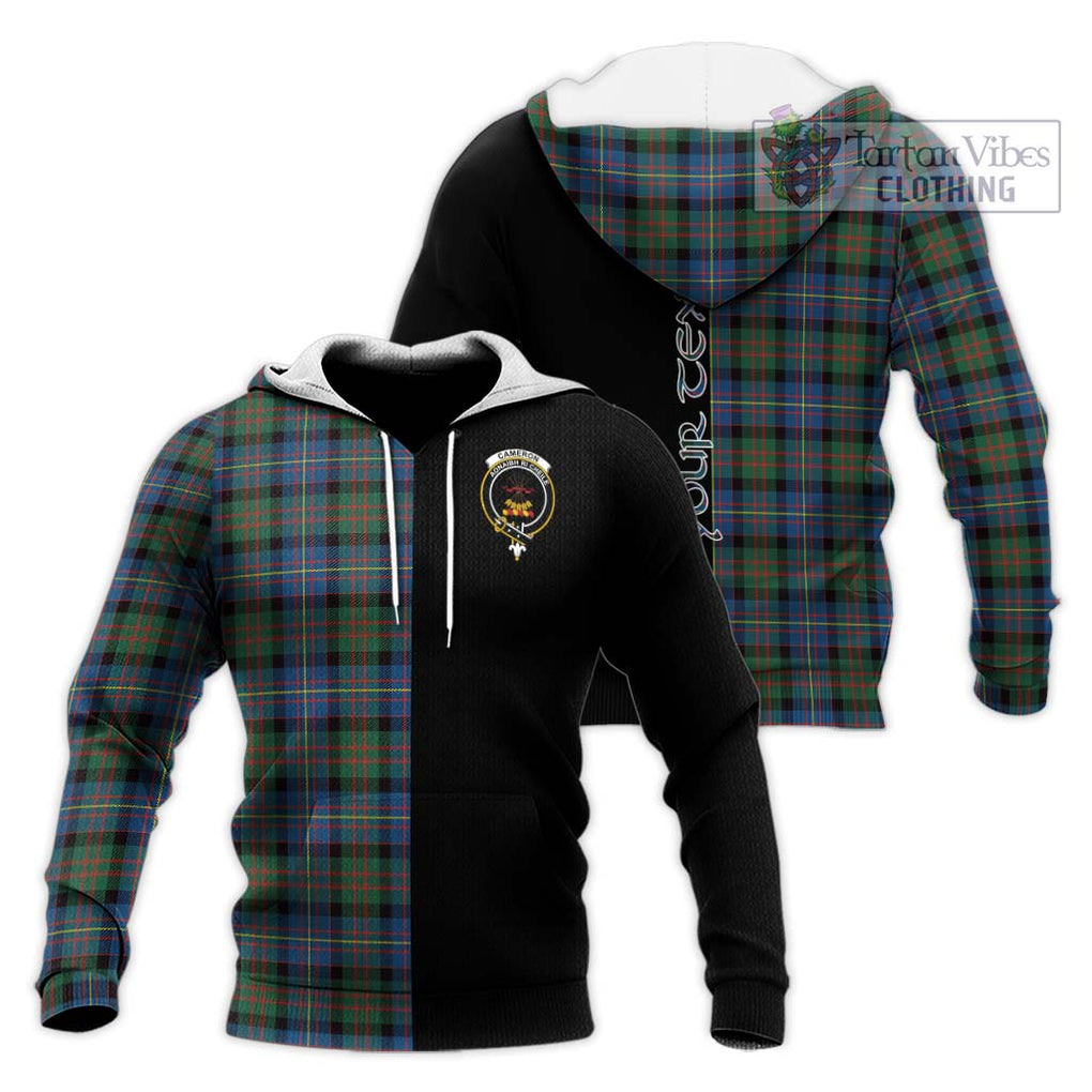 Cameron of Erracht Ancient Tartan Knitted Hoodie with Family Crest and Half Of Me Style Unisex Knitted Pullover Hoodie - Tartanvibesclothing Shop