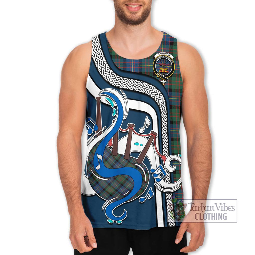 Cameron of Erracht Ancient Tartan Men's Tank Top with Epic Bagpipe Style Men - Tartanvibesclothing Shop