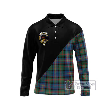 Cameron of Erracht Ancient Tartan Long Sleeve Polo Shirt with Family Crest and Military Logo Style