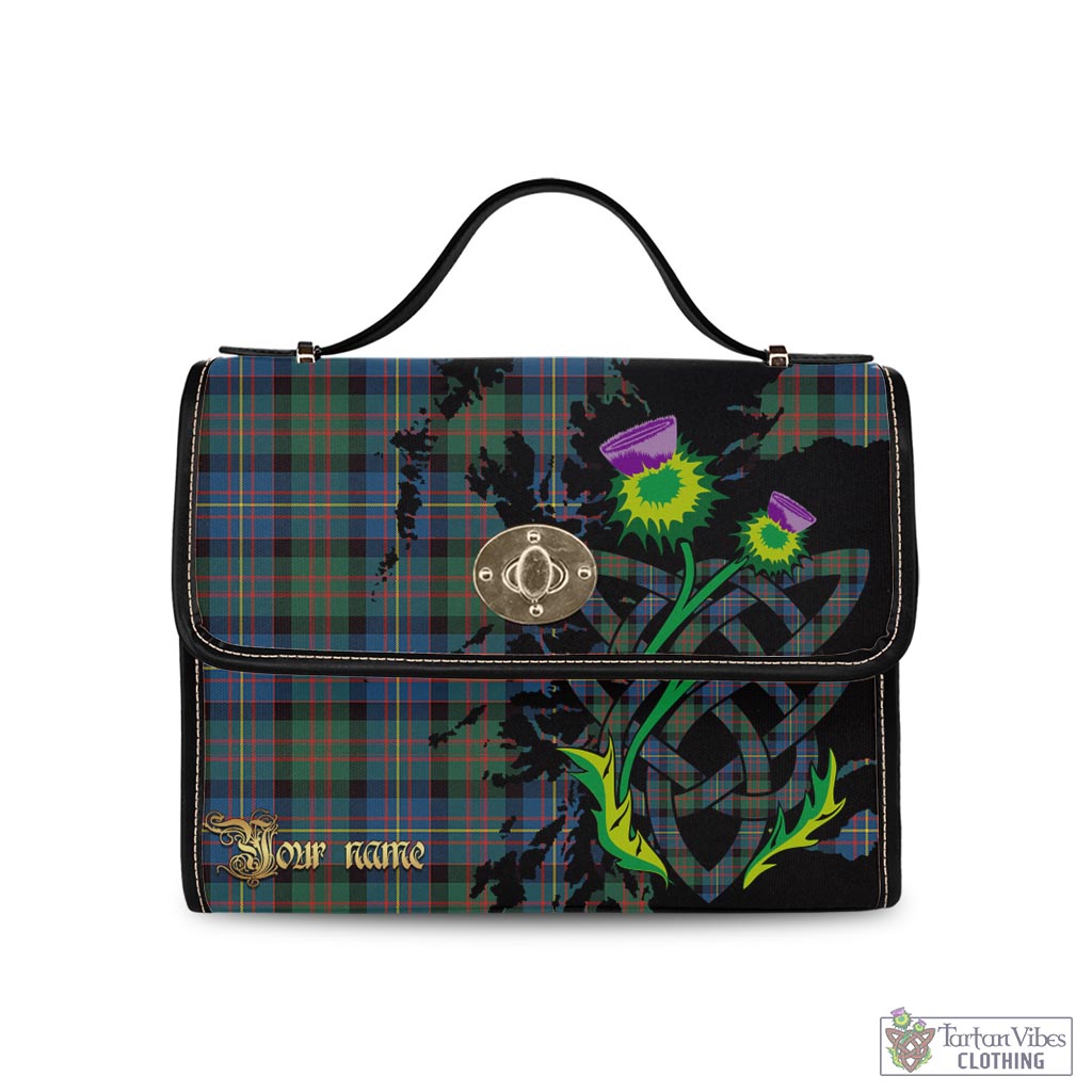 Tartan Vibes Clothing Cameron of Erracht Ancient Tartan Waterproof Canvas Bag with Scotland Map and Thistle Celtic Accents