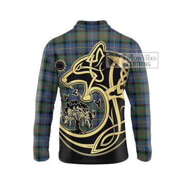 Cameron of Erracht Ancient Tartan Long Sleeve Polo Shirt with Family Crest Celtic Wolf Style