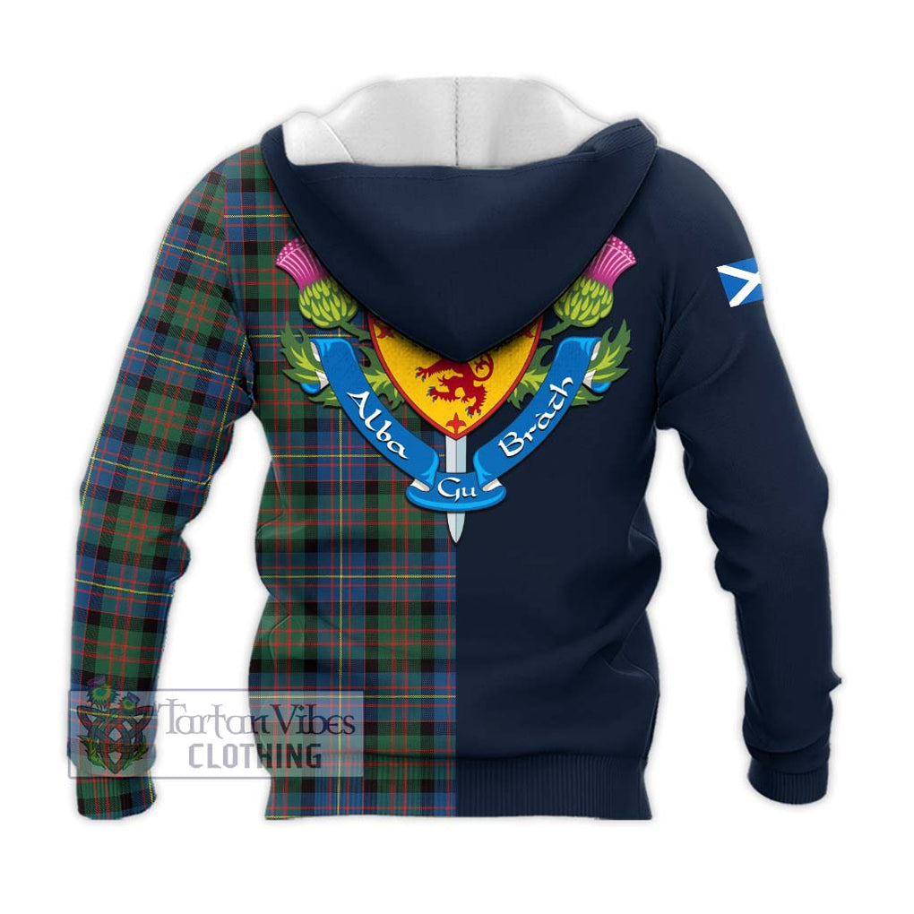 Tartan Vibes Clothing Cameron of Erracht Ancient Tartan Knitted Hoodie with Scottish Lion Royal Arm Half Style