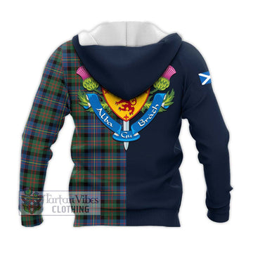 Cameron of Erracht Ancient Tartan Knitted Hoodie Alba with Scottish Lion Royal Arm Half Style