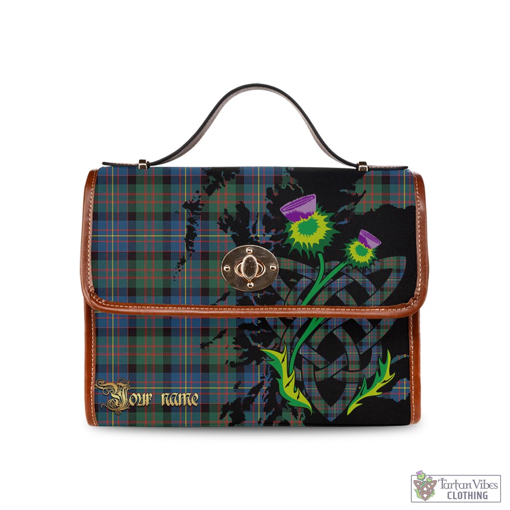 Tartan Vibes Clothing Cameron of Erracht Ancient Tartan Waterproof Canvas Bag with Scotland Map and Thistle Celtic Accents