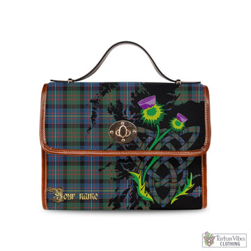 Cameron of Erracht Ancient Tartan Waterproof Canvas Bag with Scotland Map and Thistle Celtic Accents