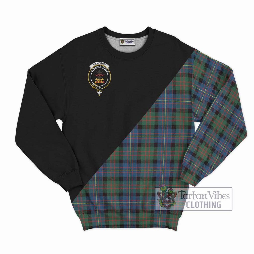 Cameron of Erracht Ancient Tartan Sweatshirt with Family Crest and Military Logo Style - Tartanvibesclothing Shop