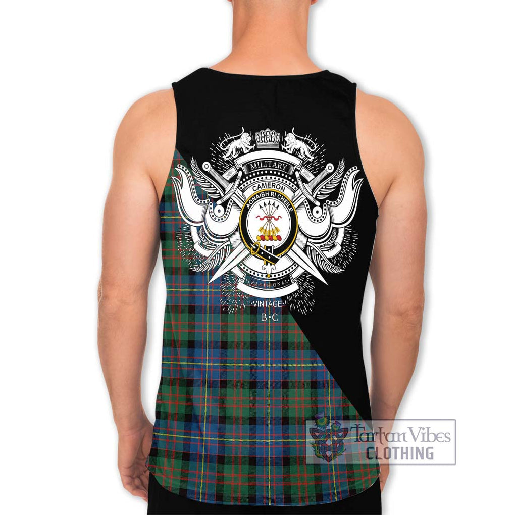 Cameron of Erracht Ancient Tartan Men's Tank Top with Family Crest and Military Logo Style - Tartanvibesclothing Shop