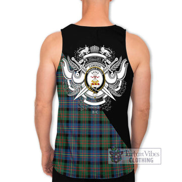 Cameron of Erracht Ancient Tartan Men's Tank Top with Family Crest and Military Logo Style