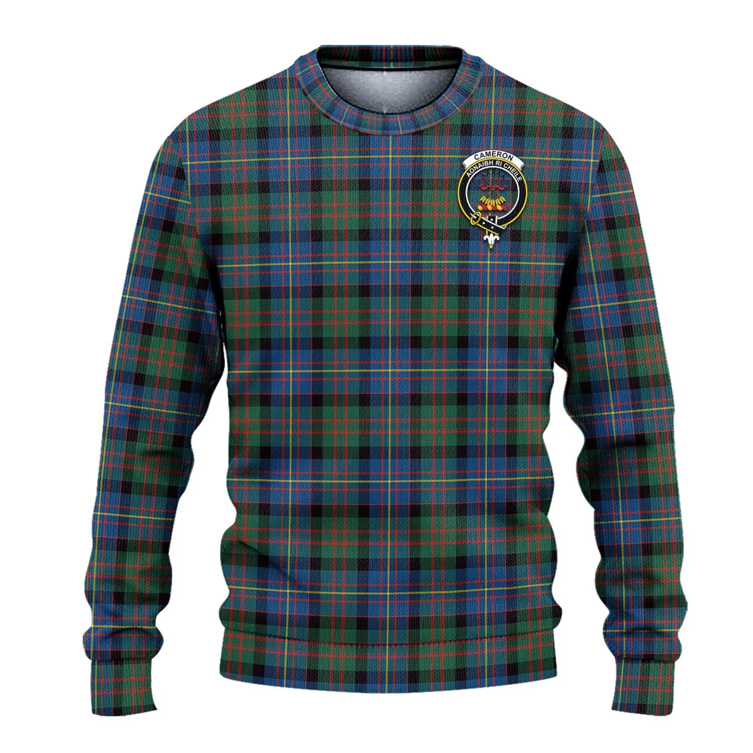 Cameron of Erracht Ancient Tartan Knitted Sweater with Family Crest - Tartanvibesclothing