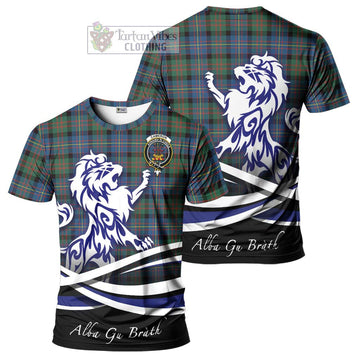 Cameron of Erracht Ancient Tartan Cotton T-shirt with Alba Gu Brath Regal Lion Emblem