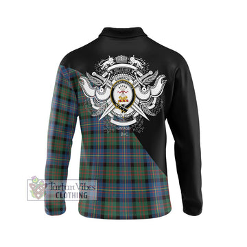 Cameron of Erracht Ancient Tartan Long Sleeve Polo Shirt with Family Crest and Military Logo Style