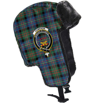 Cameron of Erracht Ancient Tartan Winter Trapper Hat with Family Crest