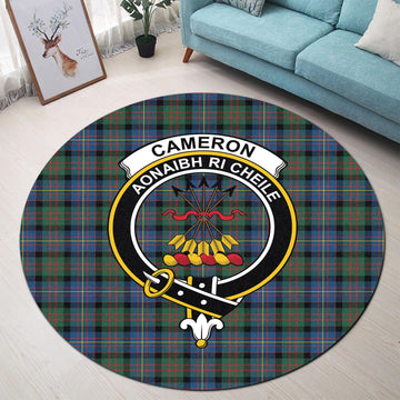 Cameron of Erracht Ancient Tartan Round Rug with Family Crest