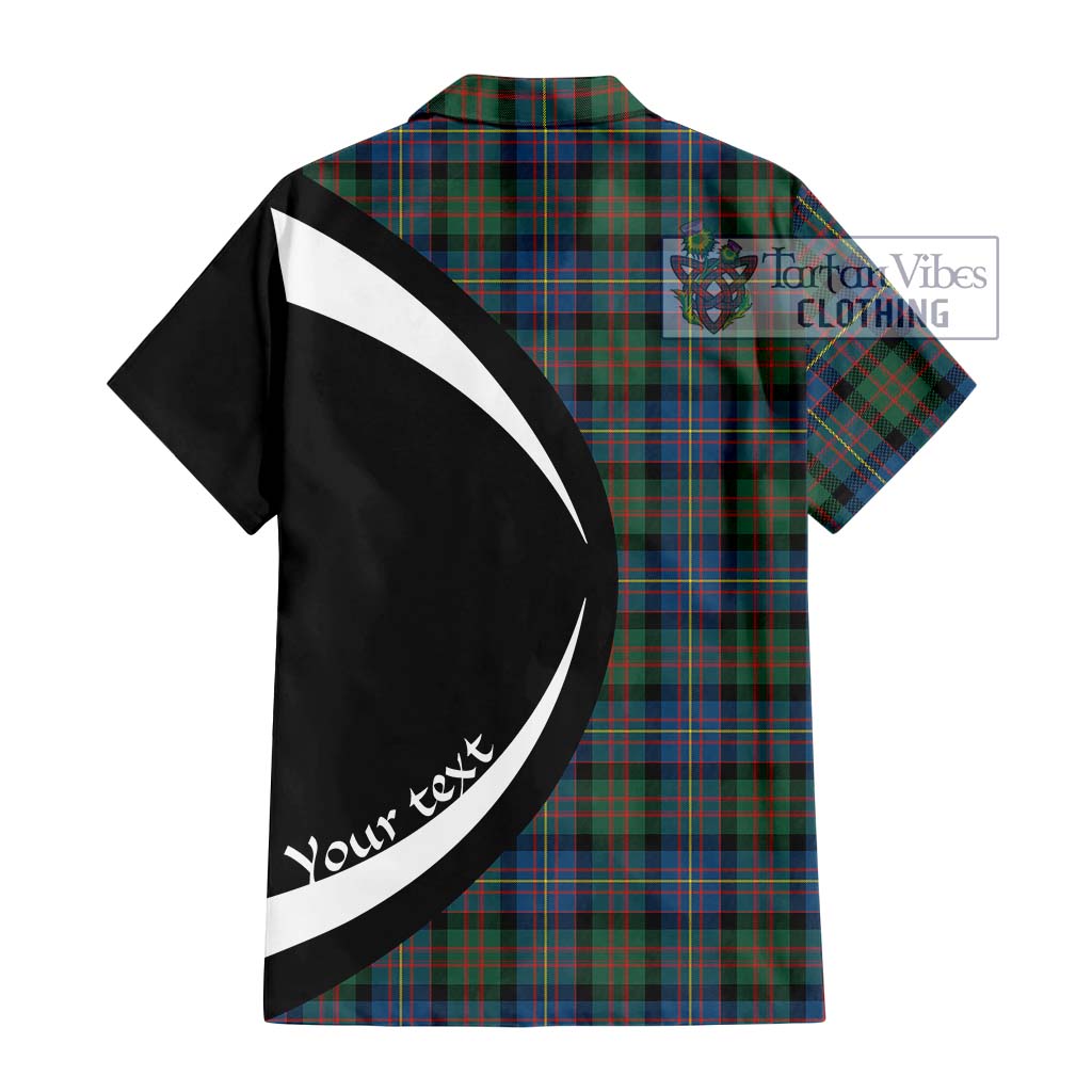 Cameron of Erracht Ancient Tartan Short Sleeve Button Up with Family Crest Circle Style - Tartan Vibes Clothing