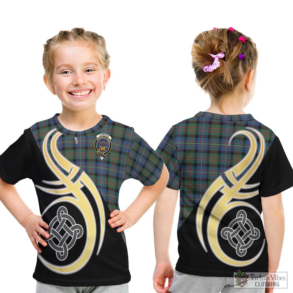 Cameron of Erracht Ancient Tartan Kid T-Shirt with Family Crest and Celtic Symbol Style - Tartan Vibes Clothing