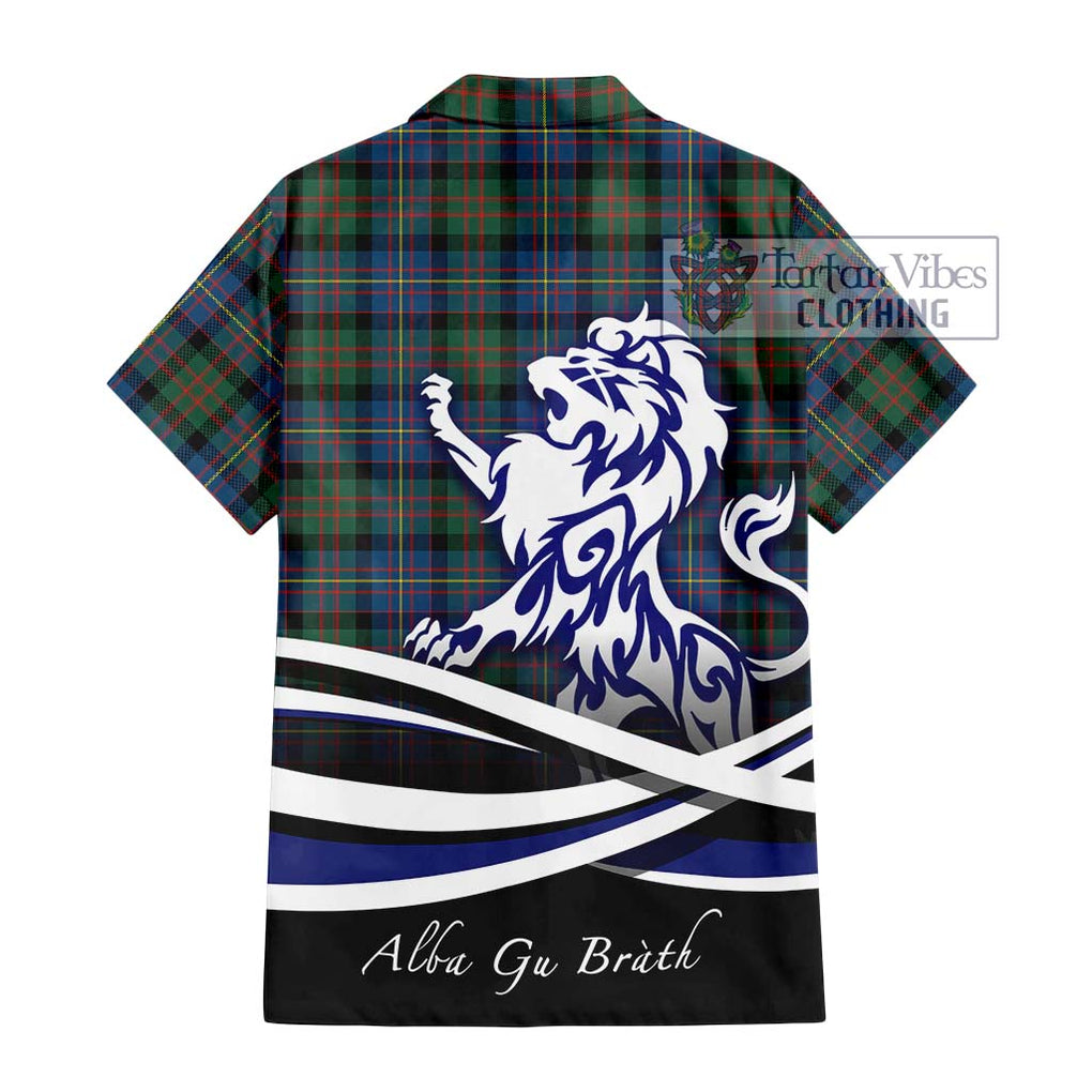 Cameron of Erracht Ancient Tartan Short Sleeve Button Shirt with Alba Gu Brath Regal Lion Emblem - Tartanvibesclothing Shop