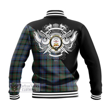 Cameron of Erracht Ancient Tartan Baseball Jacket with Family Crest and Military Logo Style