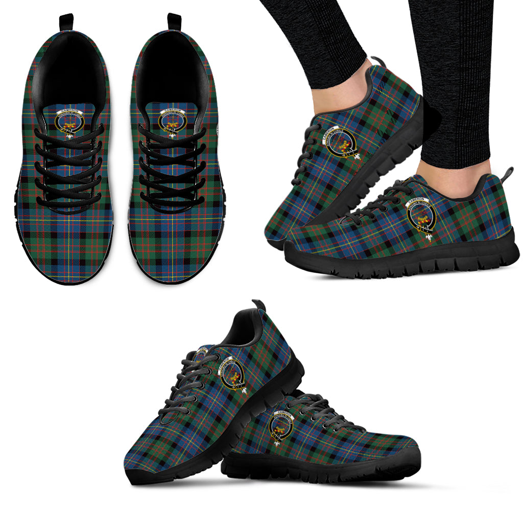 Cameron of Erracht Ancient Tartan Sneakers with Family Crest - Tartan Vibes Clothing