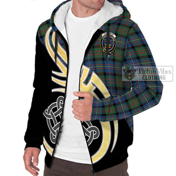 Cameron of Erracht Ancient Tartan Sherpa Hoodie with Family Crest and Celtic Symbol Style