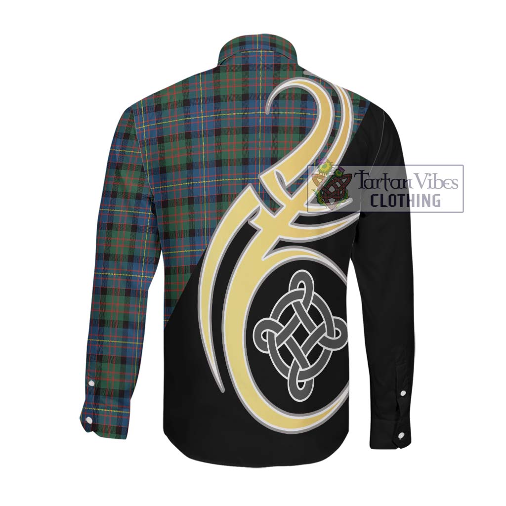 Cameron of Erracht Ancient Tartan Long Sleeve Button Shirt with Family Crest and Celtic Symbol Style Men's Shirt - Tartan Vibes Clothing