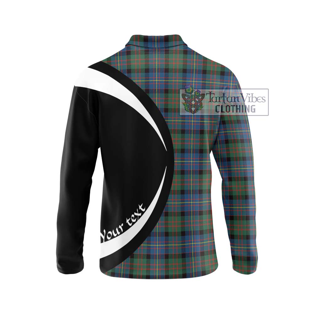 Cameron of Erracht Ancient Tartan Long Sleeve Polo Shirt with Family Crest Circle Style - Tartan Vibes Clothing