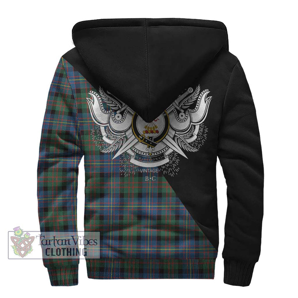 Cameron of Erracht Ancient Tartan Sherpa Hoodie with Family Crest and Military Logo Style - Tartanvibesclothing Shop