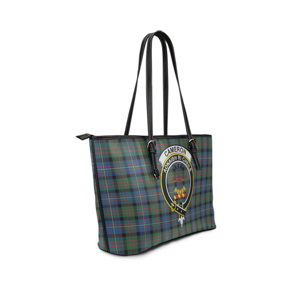 cameron-of-erracht-ancient-tartan-leather-tote-bag-with-family-crest