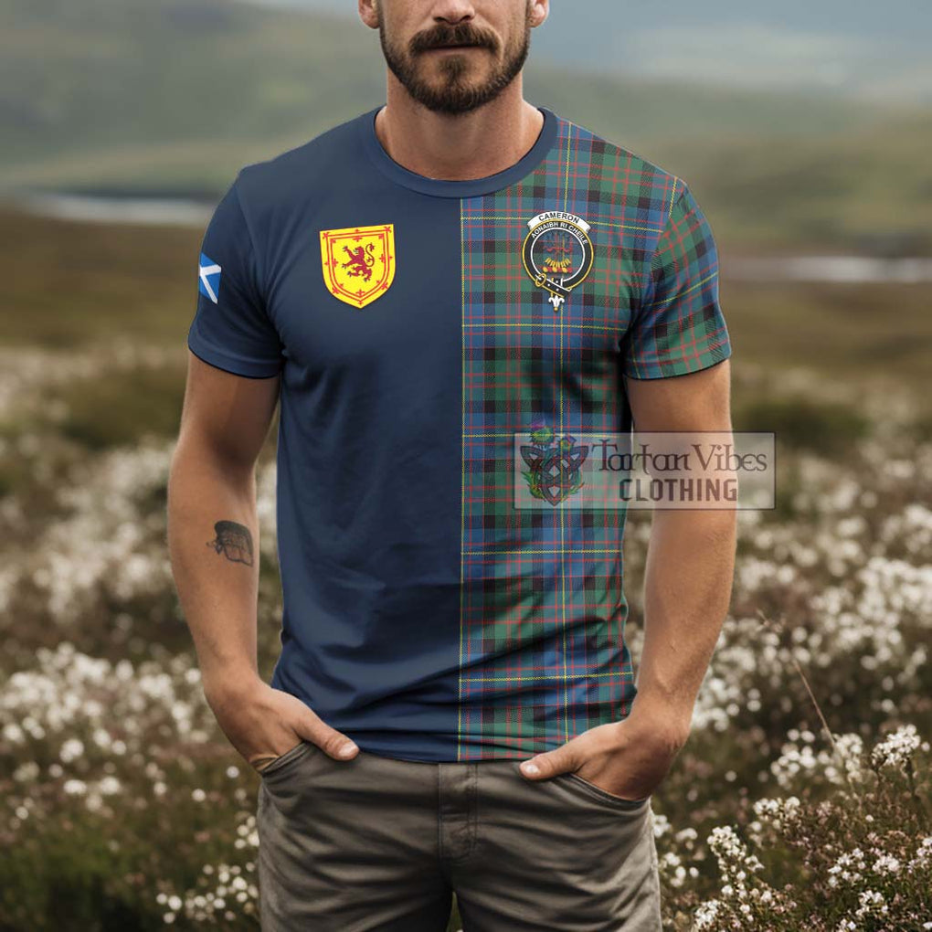 Tartan Vibes Clothing Cameron of Erracht Ancient Tartan T-Shirt Alba with Scottish Lion Royal Arm Half Style