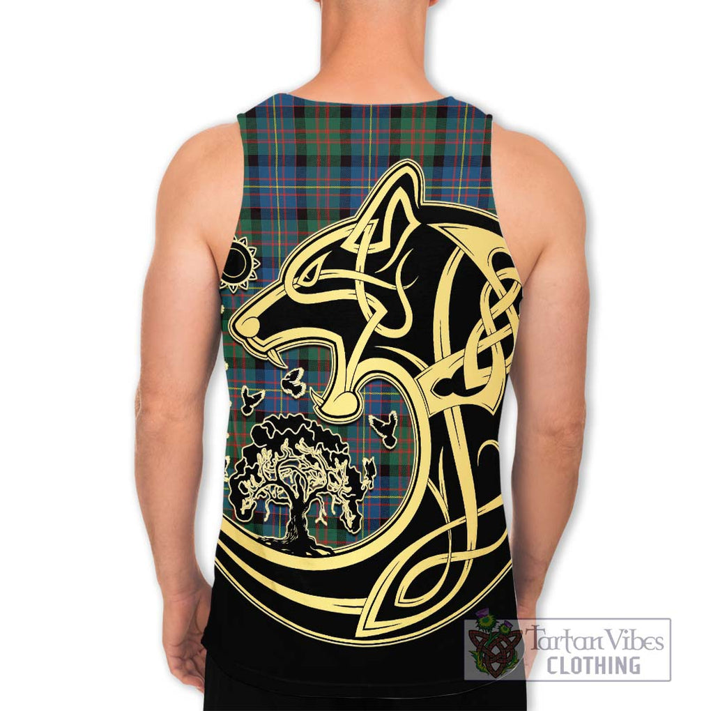 Cameron of Erracht Ancient Tartan Men's Tank Top with Family Crest Celtic Wolf Style - Tartan Vibes Clothing