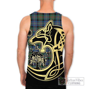 Cameron of Erracht Ancient Tartan Men's Tank Top with Family Crest Celtic Wolf Style