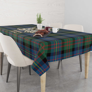 Cameron of Erracht Ancient Tartan Tablecloth with Clan Crest and the Golden Sword of Courageous Legacy