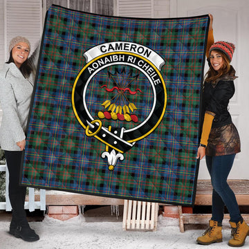 Cameron of Erracht Ancient Tartan Quilt with Family Crest