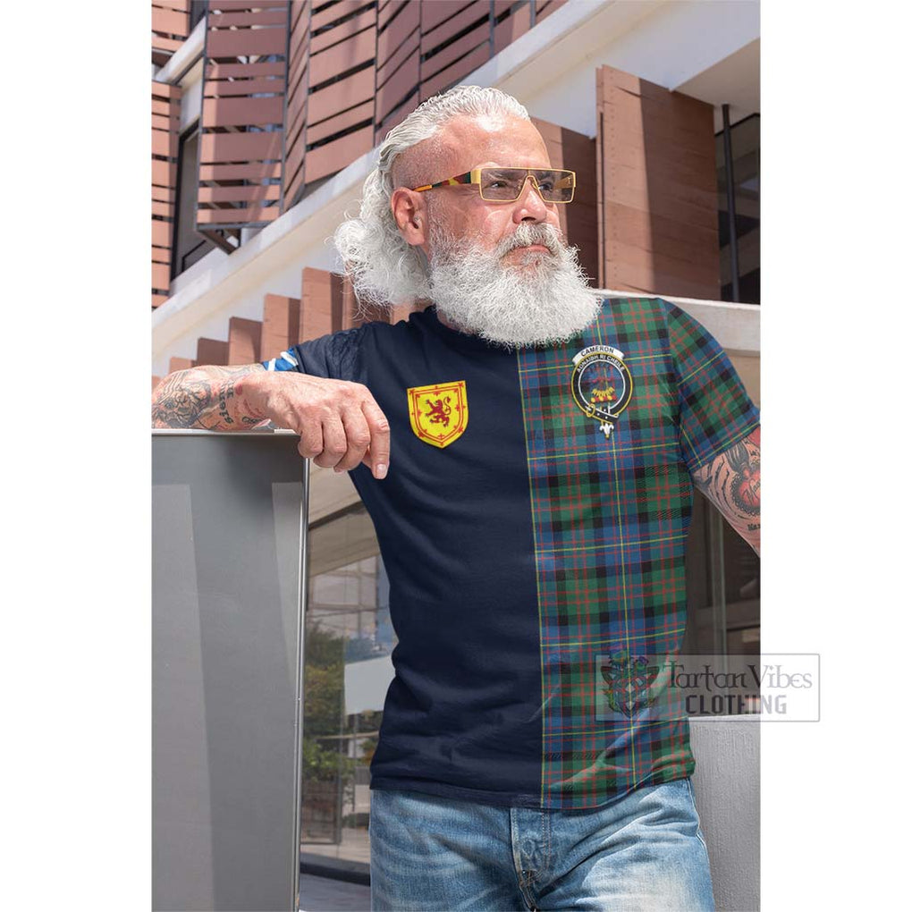 Tartan Vibes Clothing Cameron of Erracht Ancient Tartan Cotton T-shirt with Scottish Lion Royal Arm Half Style