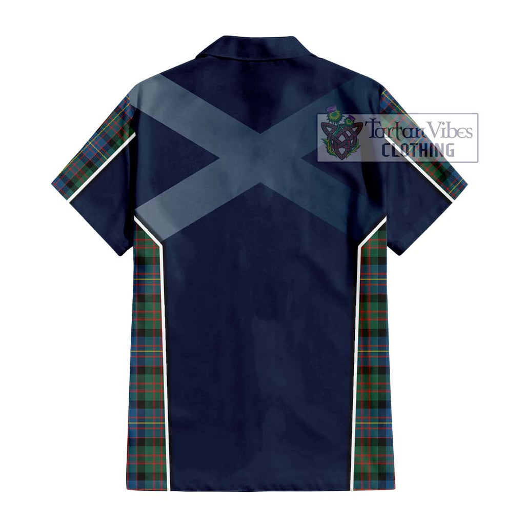 Cameron of Erracht Ancient Tartan Short Sleeve Button Shirt with Family Crest and Lion Rampant Vibes Sport Style - Tartan Vibes Clothing