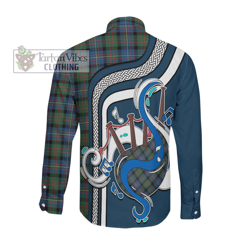 Cameron of Erracht Ancient Tartan Long Sleeve Button Shirt with Epic Bagpipe Style Men's Shirt - Tartanvibesclothing Shop