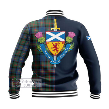 Cameron of Erracht Ancient Tartan Baseball Jacket Alba with Scottish Lion Royal Arm Half Style