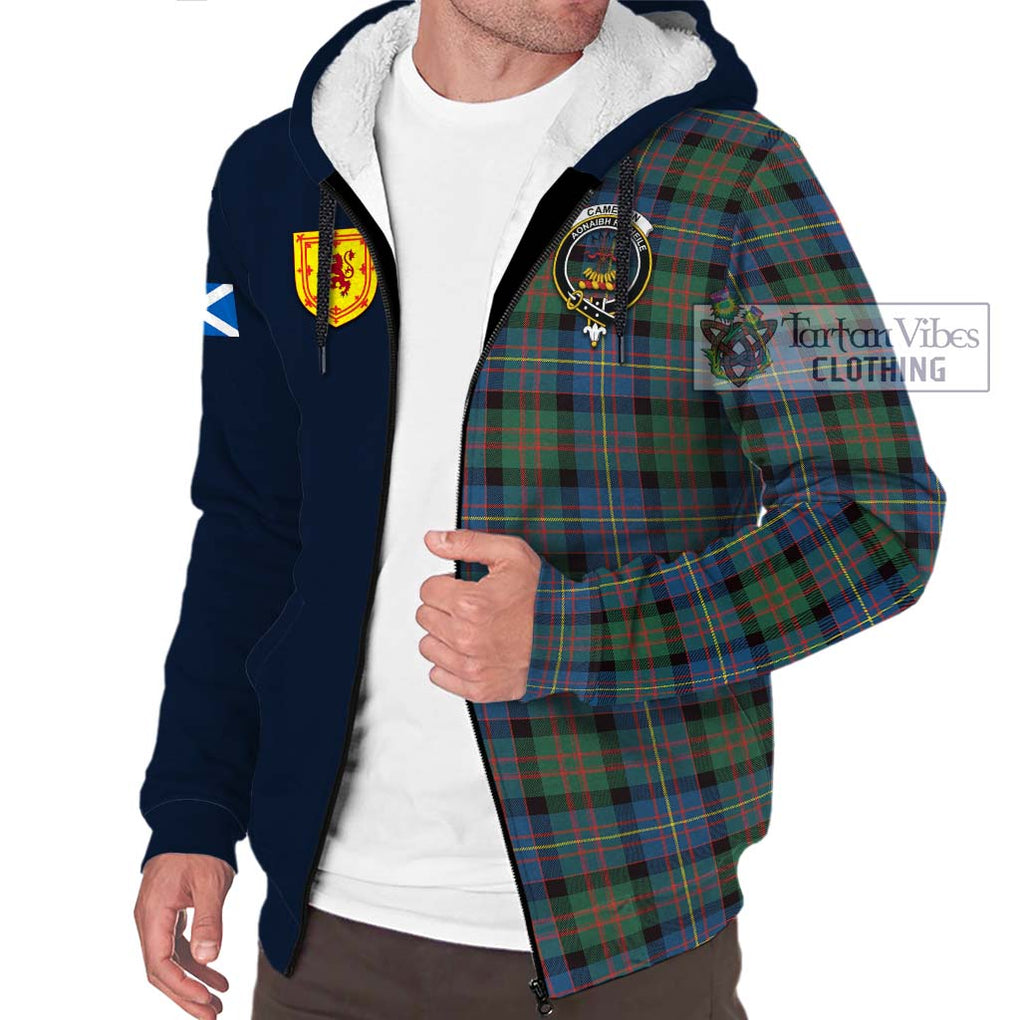 Tartan Vibes Clothing Cameron of Erracht Ancient Tartan Sherpa Hoodie with Scottish Lion Royal Arm Half Style